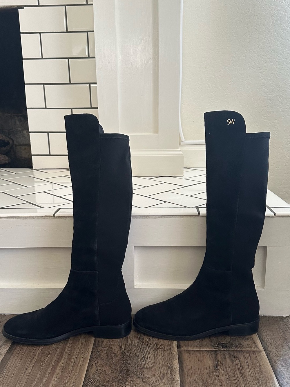 Stewart Weitzman 50/50 knee-high suede black boots